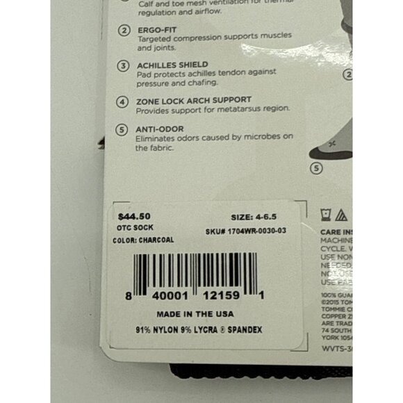 Tommie Copper Women's Compression Recovery Over the Calf Socks 4-6.5 Grey - Picture 4 of 4